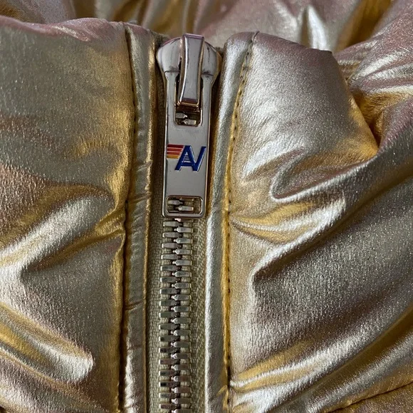 Gold Puffer Jacket with Logo - Picture 4 of 10